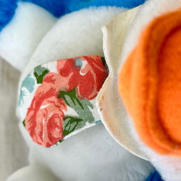 VTG Blue Penguin Plush Commonwealth Toys Huggables Pink Hat Floral Tie Stuffed - Picture 7 of 10